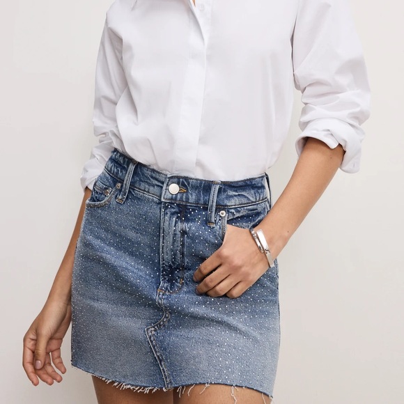 Good American DIAMOND Denim Miniskirt - Picture 1 of 4